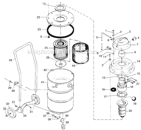 Page A Diagram and Parts List for 5446 Type 1 Black and Decker Utility Vacuum